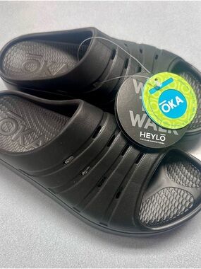 OKA Black Slip-On Shower Slides